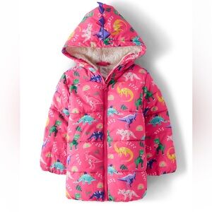 Gymboree Pink Dinosaur Sherpa Lined Coat